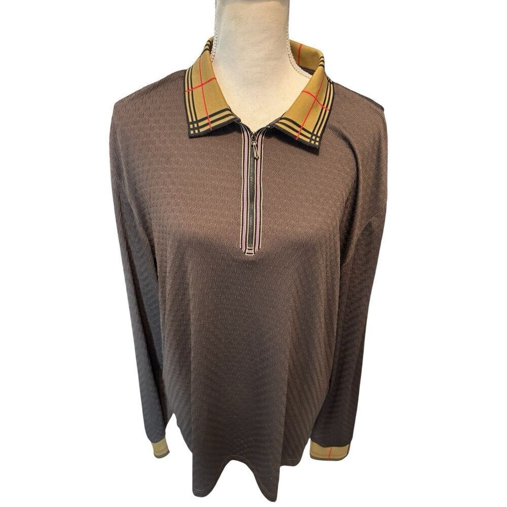 Suslo Couture Men's Brown Slim Fit Wrinkle Free Velvet Stretch Shirt Size XL